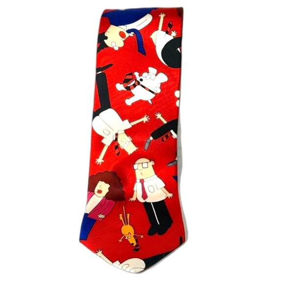 Dilbert Other - Dilbert Red Cartoon Character Silk Necktie Made in USA 59" long